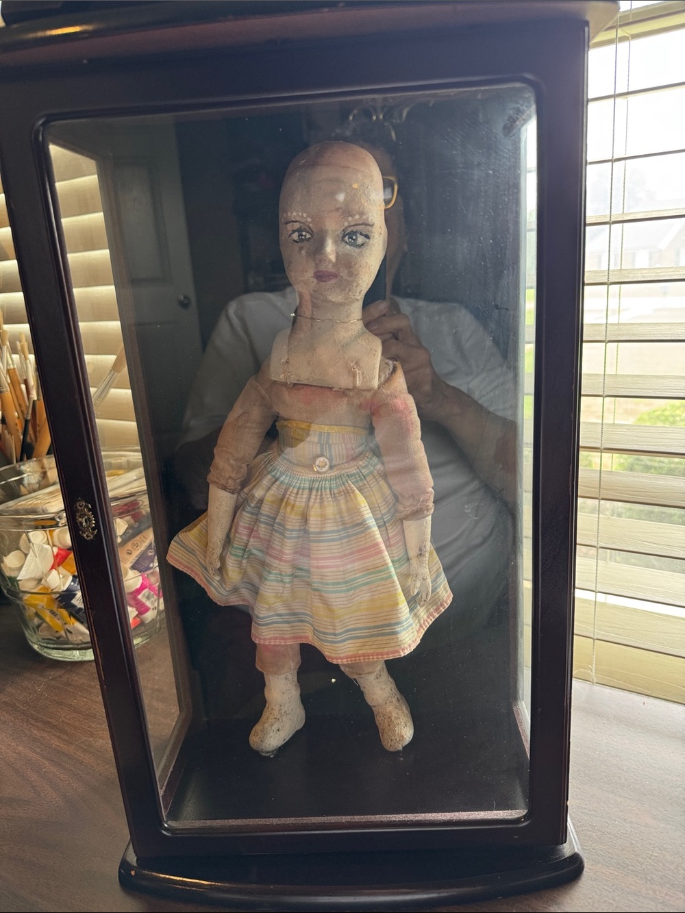 Vintage 1800’s handmade doll with wooden case